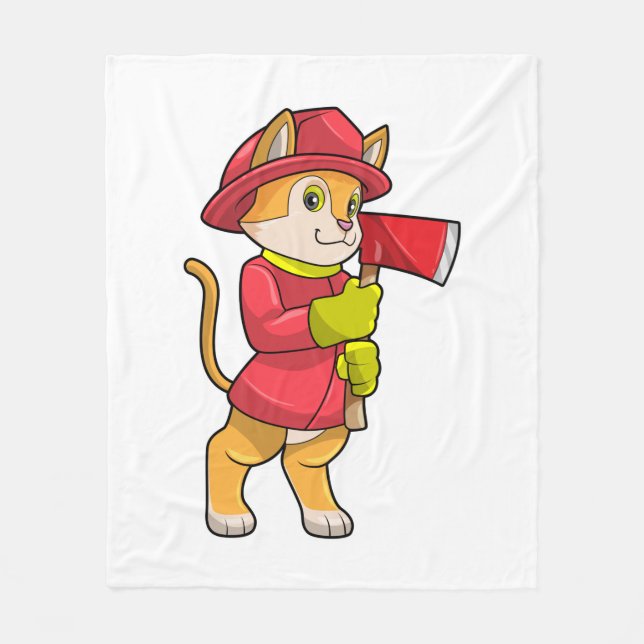 Couverture Polaire Cat as Firefighter with Ax (Devant)