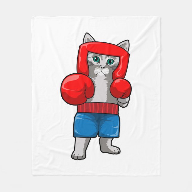 Couverture Polaire Cat at Boxing with Boxing gloves (Devant)