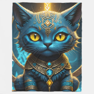 Couverture Polaire Cat bleu Rune Blanche polaire