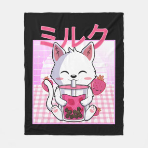 Couverture Polaire Cat Boba Tea Bubble Tea Anime Kawaii Neko Venin Ki