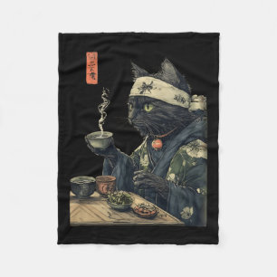 Couverture Polaire Cat Boire Thé Japonais Cérémonie Thé Art Imprimer