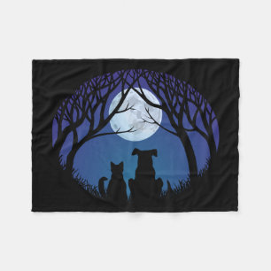 Couverture Polaire Cat & Dog Blanket Cute Meilleur Amis Blanche Toiso