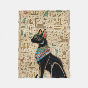 Couverture Polaire Cat égyptien - Bastet sur le papyrus
