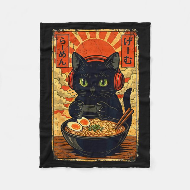 Couverture Polaire Cat Gamer Men Anime Kawaii Funny Gaming Headset Ca (Devant)