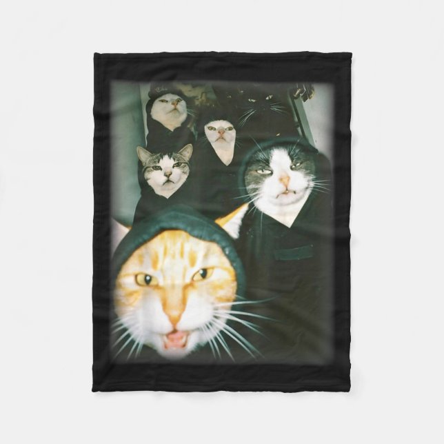 Couverture Polaire Cat Gang Meme Funny Chaotic Cats Unhinged Feline H (Devant)