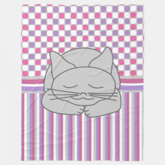 Couverture Polaire Cat Gris Dormant Motif polaire Blanche