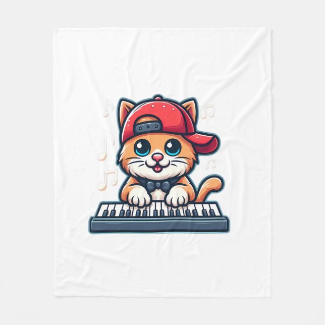 Couverture Polaire Cat Jouer Piano Design pour la musique et les Amou (Devant)