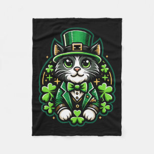 Couverture Polaire Cat Jour de la Saint Patrick Shamrock Pour Hommes 