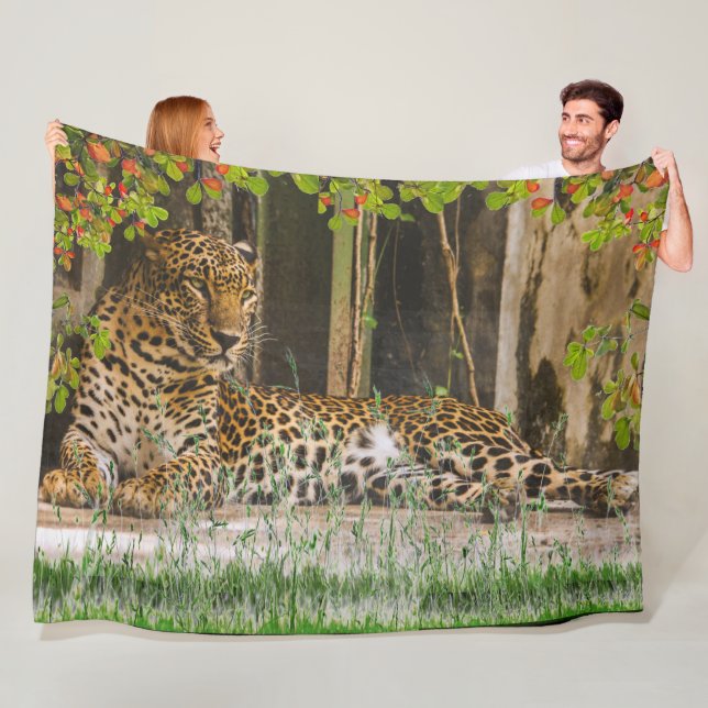Couverture Polaire Cat-léopard animal (60" X 80") (En situation)