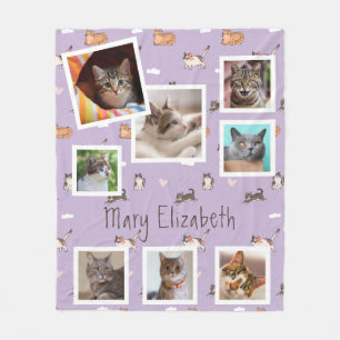 Couverture Polaire Cat Lilac Photo Collage Moderne Violet