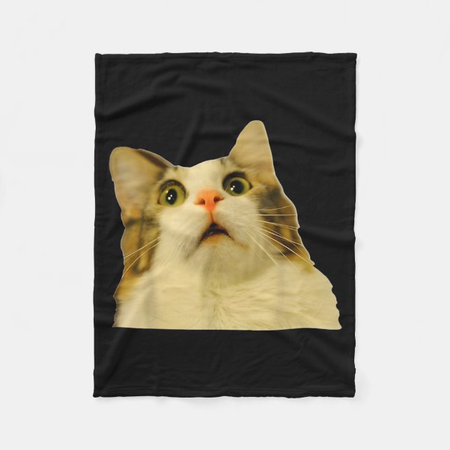 Couverture Polaire Cat Meme Shock Cat Face Funny Meme Cat Silly Gift  (Devant)