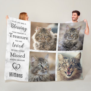 Couverture Polaire Cat Memorial Pet Perdre Photo Collage
