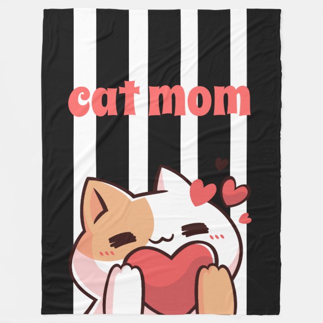 Couverture Polaire Cat mom custom Fleece Blanket (Devant)