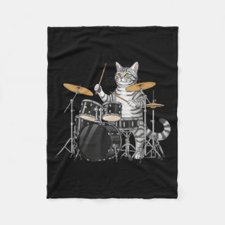 Couverture Polaire Cat Playing Drums Drumset Drumkit Drumming Drum Dr