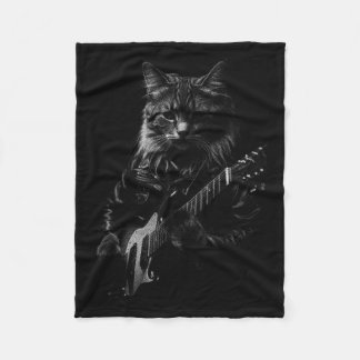Couverture Polaire Cat Playing Guitar Rock Star Rock And Roll Men Wom