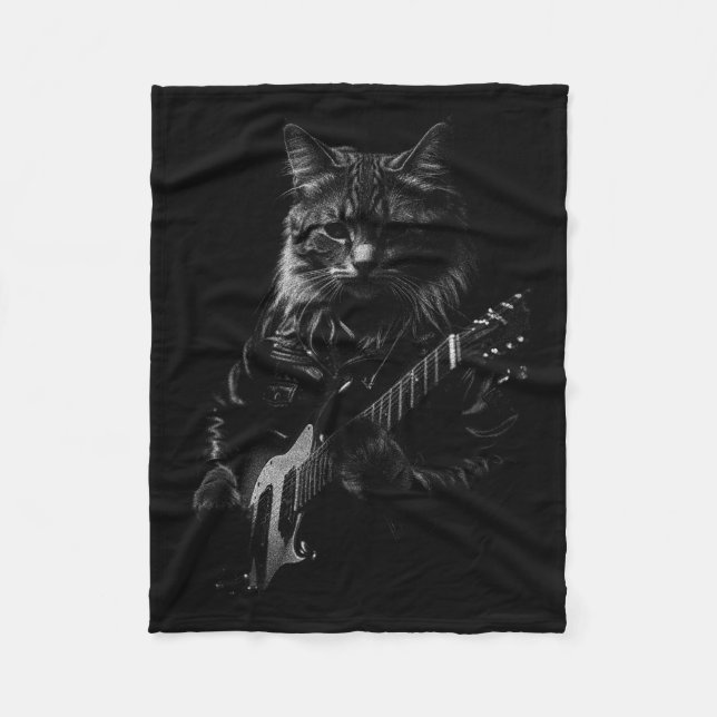 Couverture Polaire Cat Playing Guitar Rock Star Rock And Roll Men Wom (Devant)