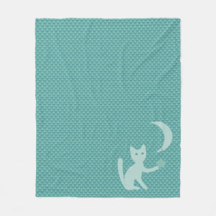 Couverture Polaire Cat playing with Moon and Star Teal