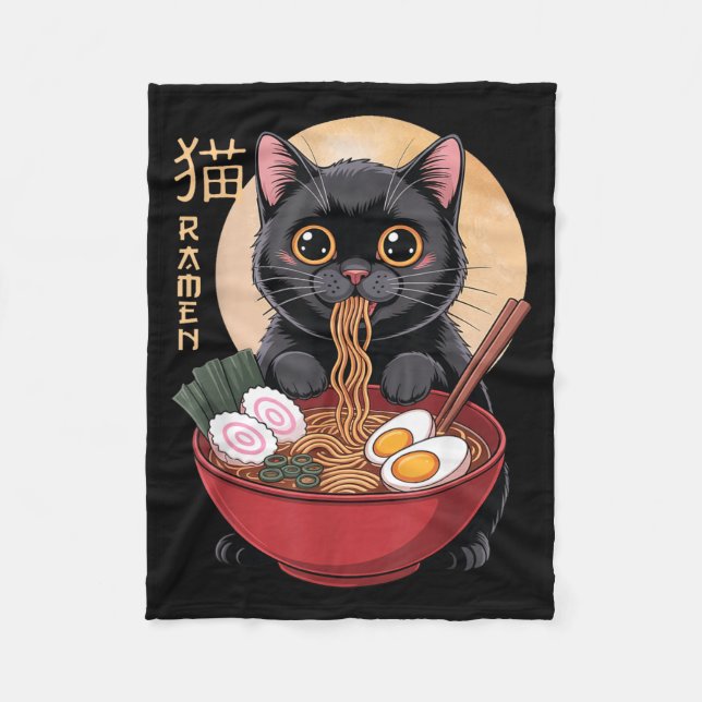 Couverture Polaire Cat Ramen Funny Graphic Tees Japanese Kawaii Cat A (Devant)