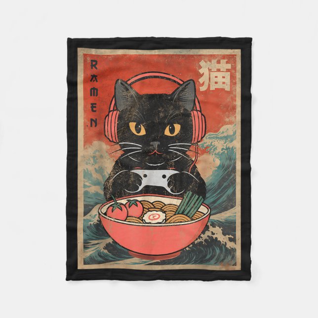 Couverture Polaire Cat Ramen Japanese Funny Graphic Kawaii Anime  (Devant)