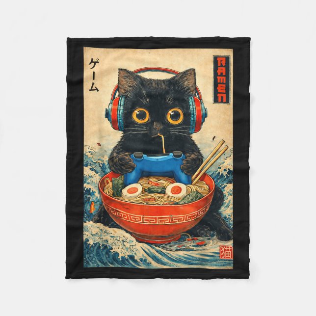 Couverture Polaire Cat Ramen Japanese Funny Graphic Tees Kawaii Cat A (Devant)