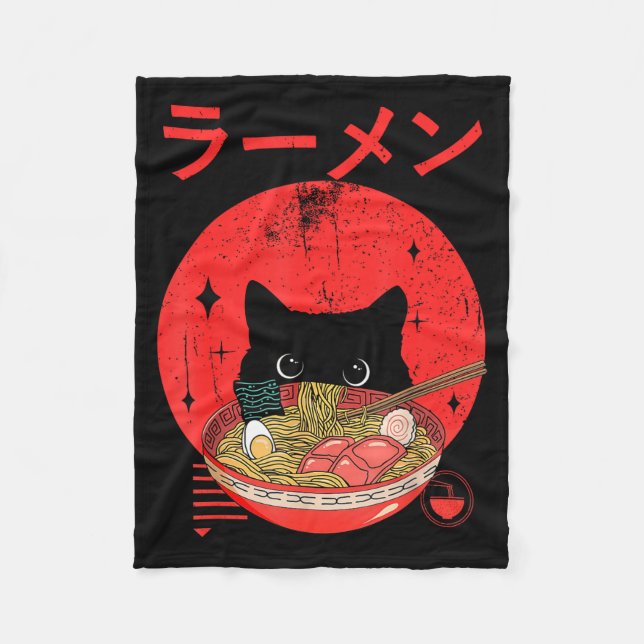 Couverture Polaire Cat Ramen Japanese Funny Graphic Tees Kawaii Cat A (Devant)