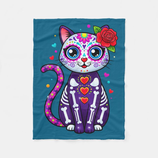 Couverture Polaire Cat Sugar Skull Cute Cat For Cat Lover Cat-m  (Devant)