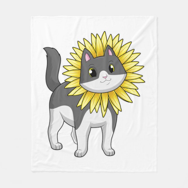 Couverture Polaire Cat with sunflower (Devant)