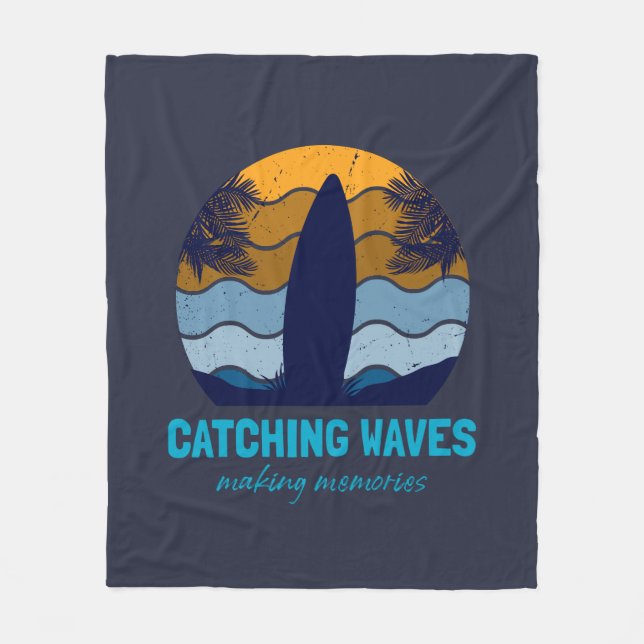 Couverture Polaire Catching Waves Retro Surboard Beach Art (Devant)