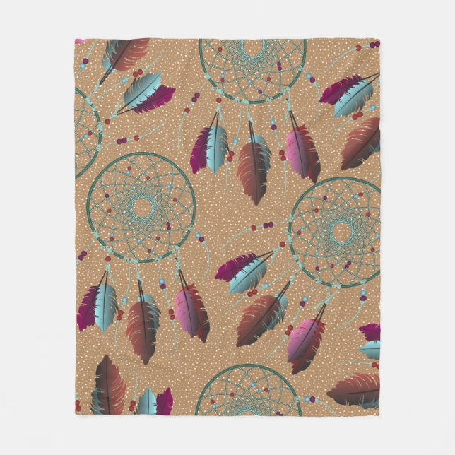 Couverture Polaire Catchs de rêve autochtone violet Turquoise (Devant)