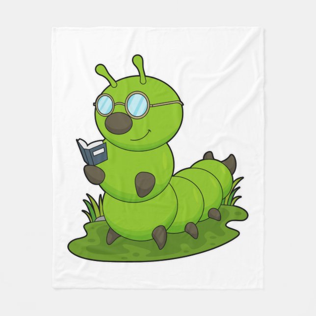 Couverture Polaire Caterpillar Nerd avec lunettes et livre (Devant)