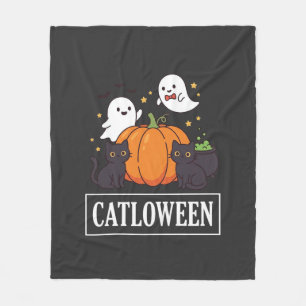 Couverture Polaire Catloween Drôle Chat Halloween Fantôme Citrouille