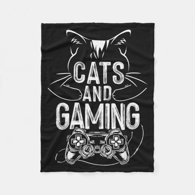 Couverture Polaire Cats And Gaming Funny For Gamer, Cat Lover, Cat Mo (Devant)