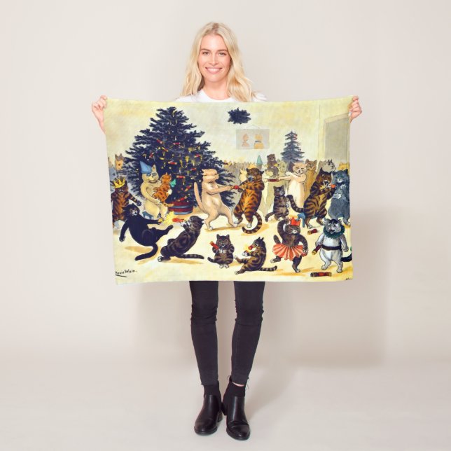 Couverture Polaire Cat's Christmas Party, Louis Wain (En situation)