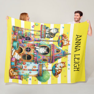 Couverture Polaire Cats contemporains Blanche en polaire