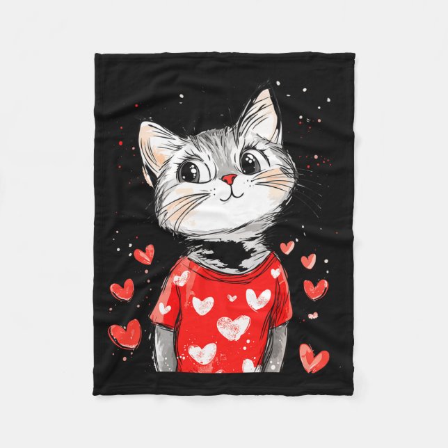 Couverture Polaire Cats Lover Heart Girls Kitten Valentine’s Day Wome (Devant)