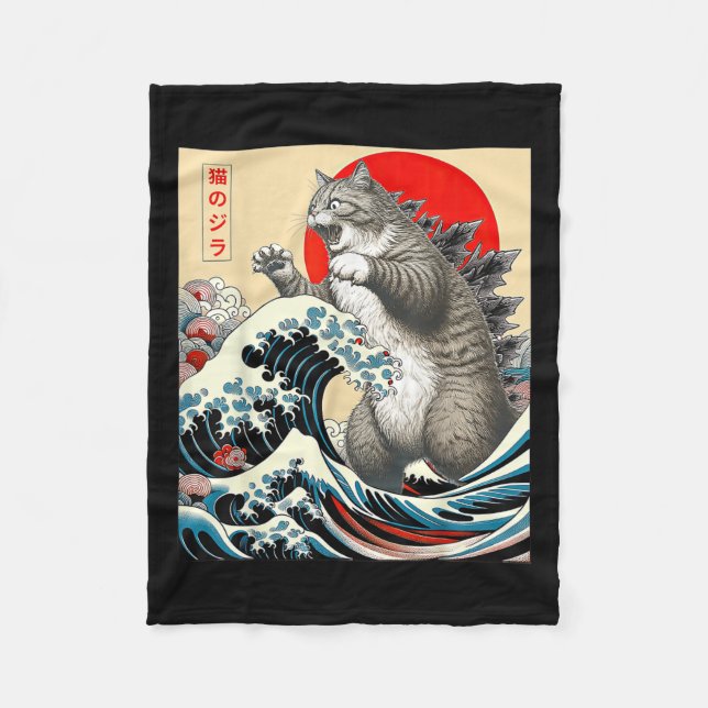 Couverture Polaire Catzilla Cat Art japonais (Devant)