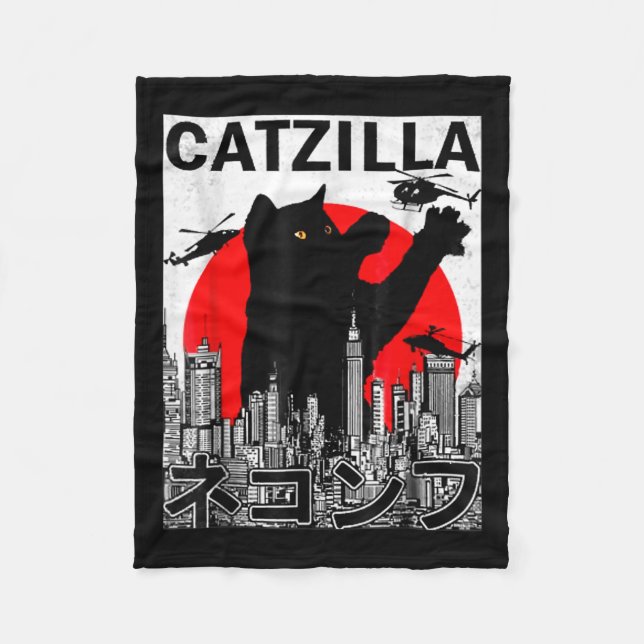 Couverture Polaire Catzilla Cute Art Japonais Chat Stuff pour Amoureu (Devant)