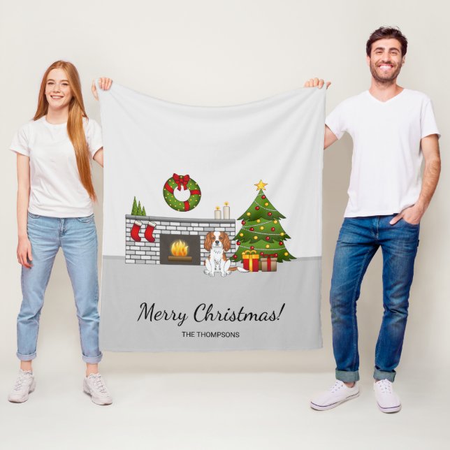 Couverture Polaire Cavalier Blenheim Dog Dans Une Chambre De Noël & T (En situation)