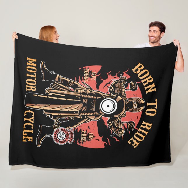 Couverture Polaire Cavalier de moto vintage (En situation)