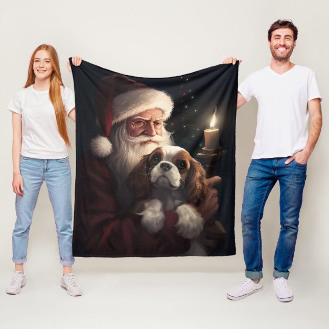 Couverture Polaire Cavalier King avec le Père Noël Fête de Noël (En situation)