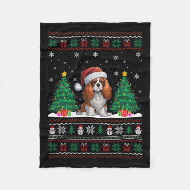 Couverture Polaire Cavalier King Charles Spaniel Chien Xmas Lumières  (Devant)