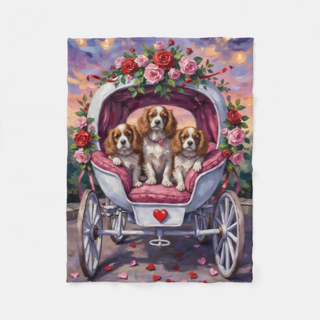 Couverture Polaire Cavalier King Charles Spaniel Dog Valentine's Day (Devant)