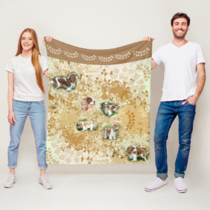 Couverture Polaire Cavalier King Charles Spaniel Fleece Blanche