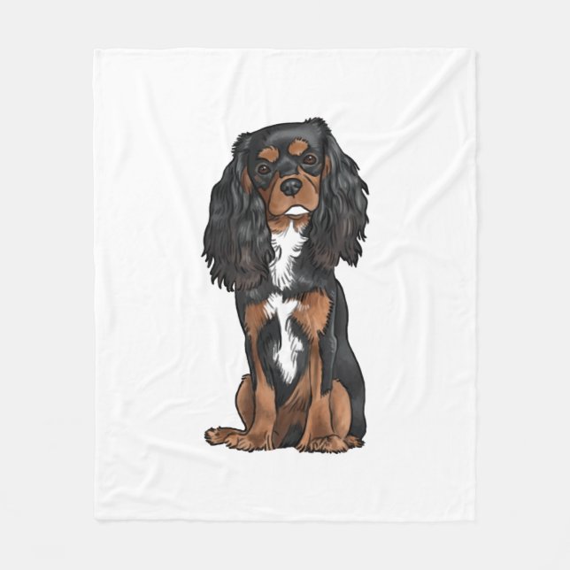 Couverture Polaire Cavalier King Charles Spaniel - Noir et Tan (Devant)