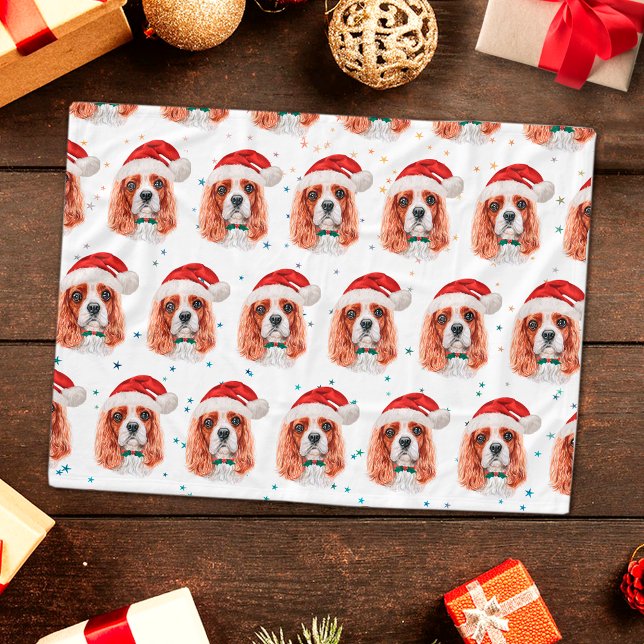 Couverture Polaire Cavalier King Charles Spaniel Race de Chien Noël (Créateur téléchargé)