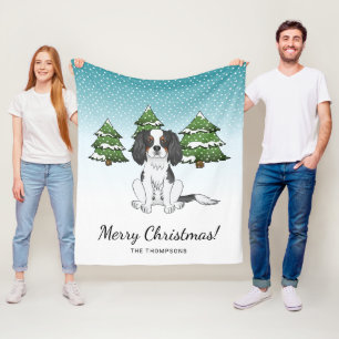 Couverture Polaire Cavalier King Charles Spaniel tricolore en hiver