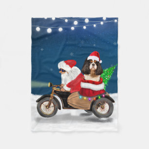 Couverture Polaire Cavalier King Chien Noël Père Noël