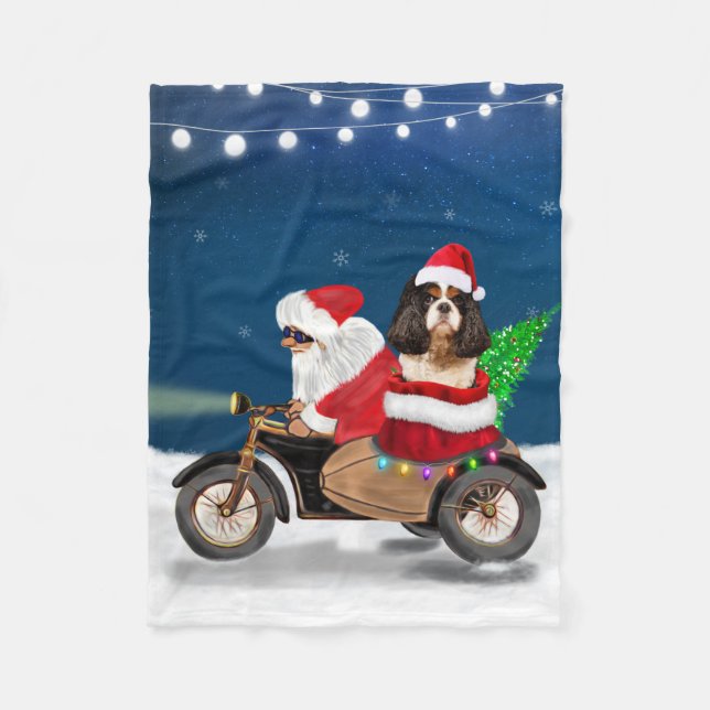 Couverture Polaire Cavalier King Chien Noël Père Noël (Devant)
