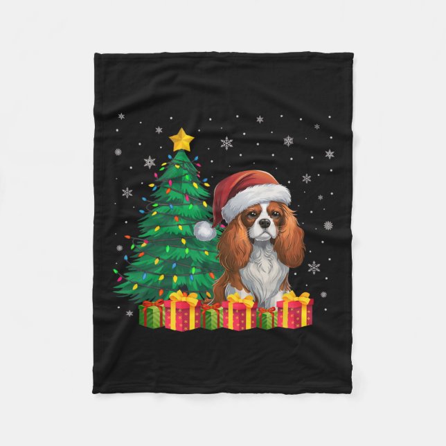 Couverture Polaire Cavalier Roi Charles Espagnol Santa Hat Noël Noël (Devant)