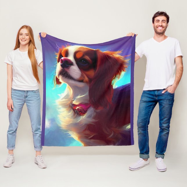 Couverture Polaire cavalier roi charles spaniel AI4 (En situation)